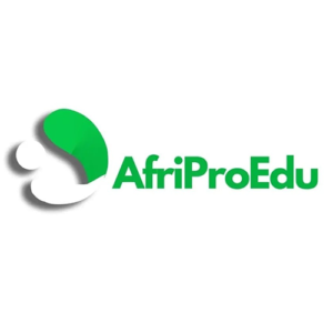 Logo of AfriProEdu featuring a green and white abstract design on the left with the text "AfriProEdu" in green on the right.