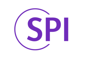 A logo with the letters "SPI" in bold purple font, partially encircled by a thin purple line on a white background.